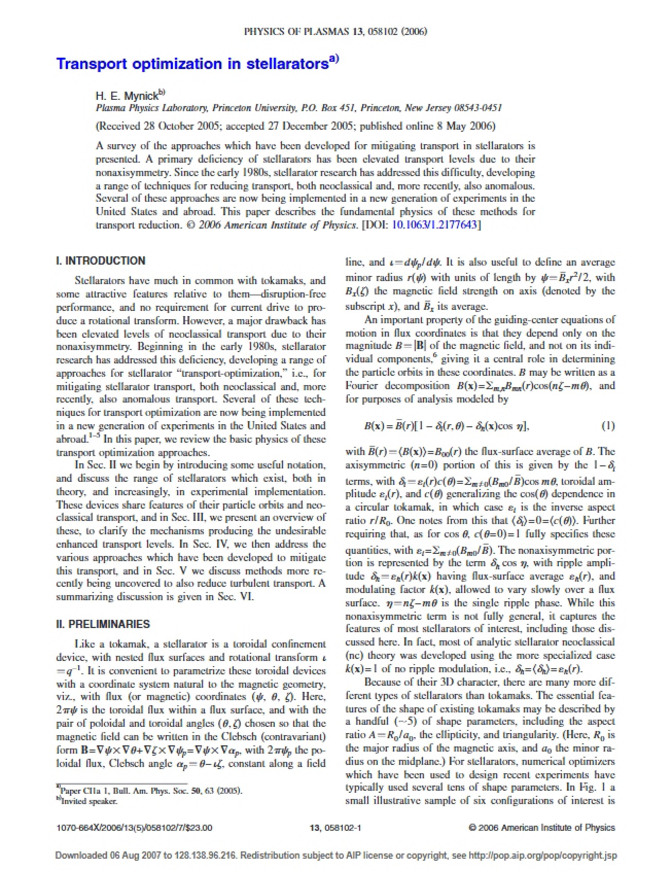 Transport Optimization in Stellarators