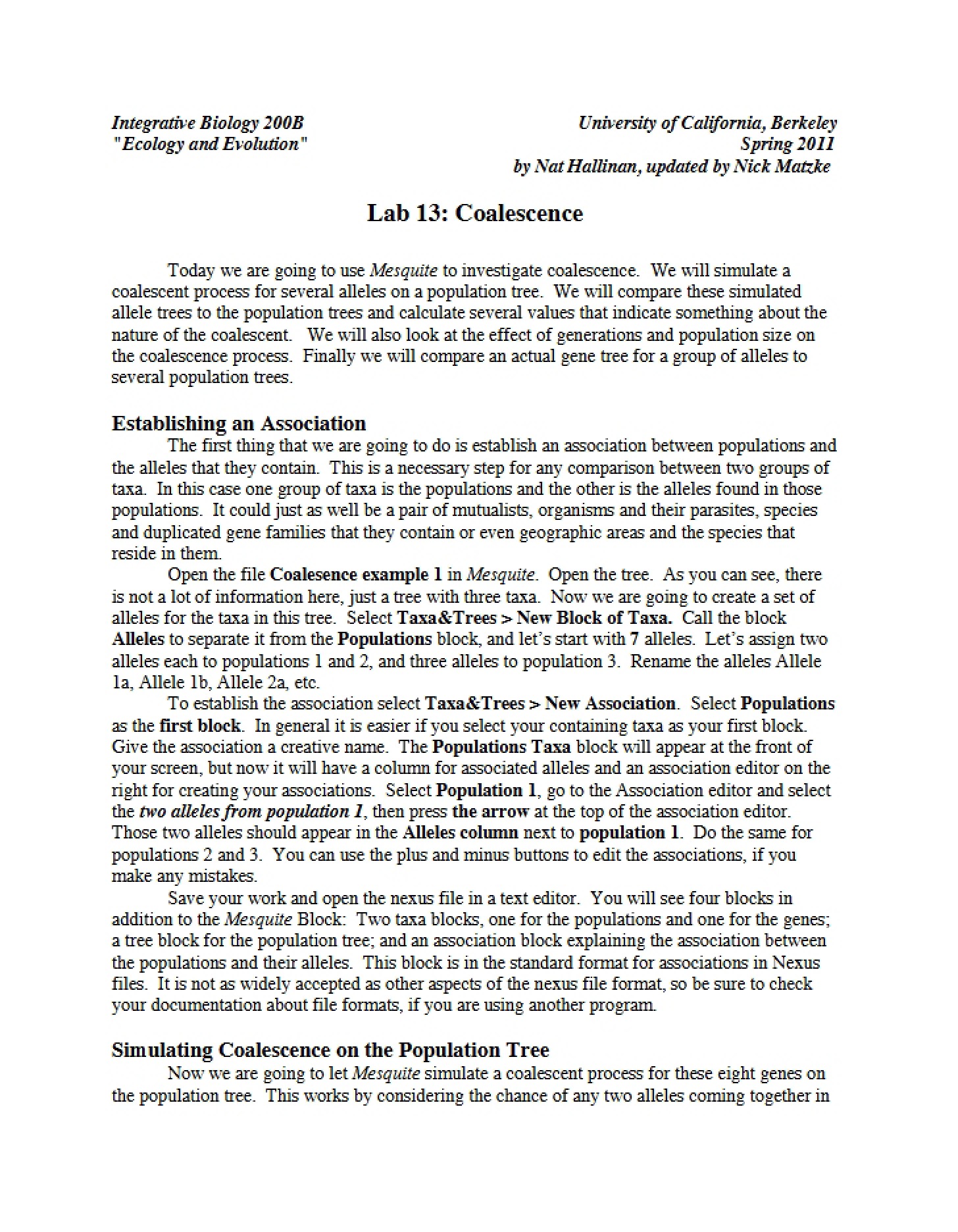 Lab 13 Coalescence