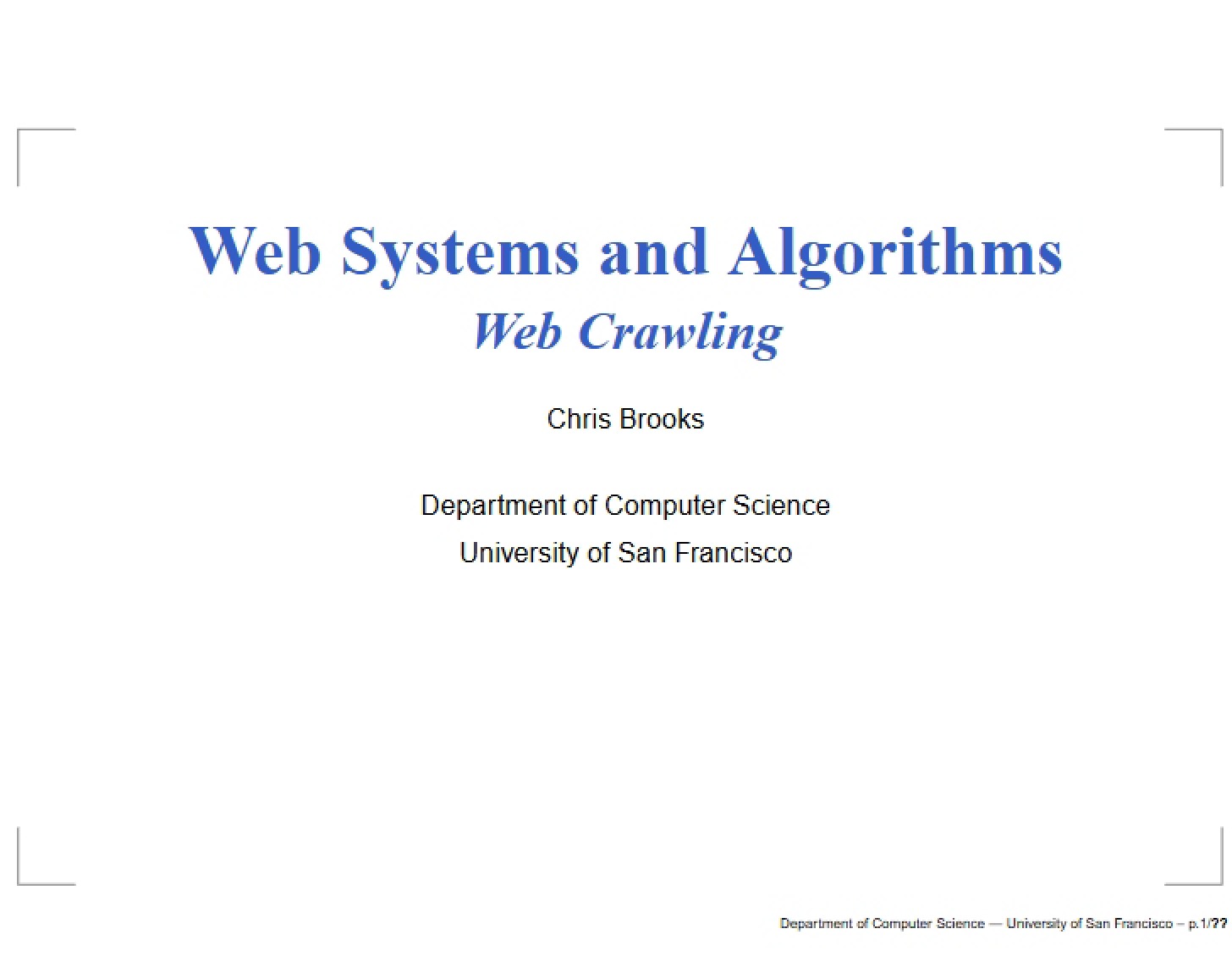 Algorithms for Web Systems