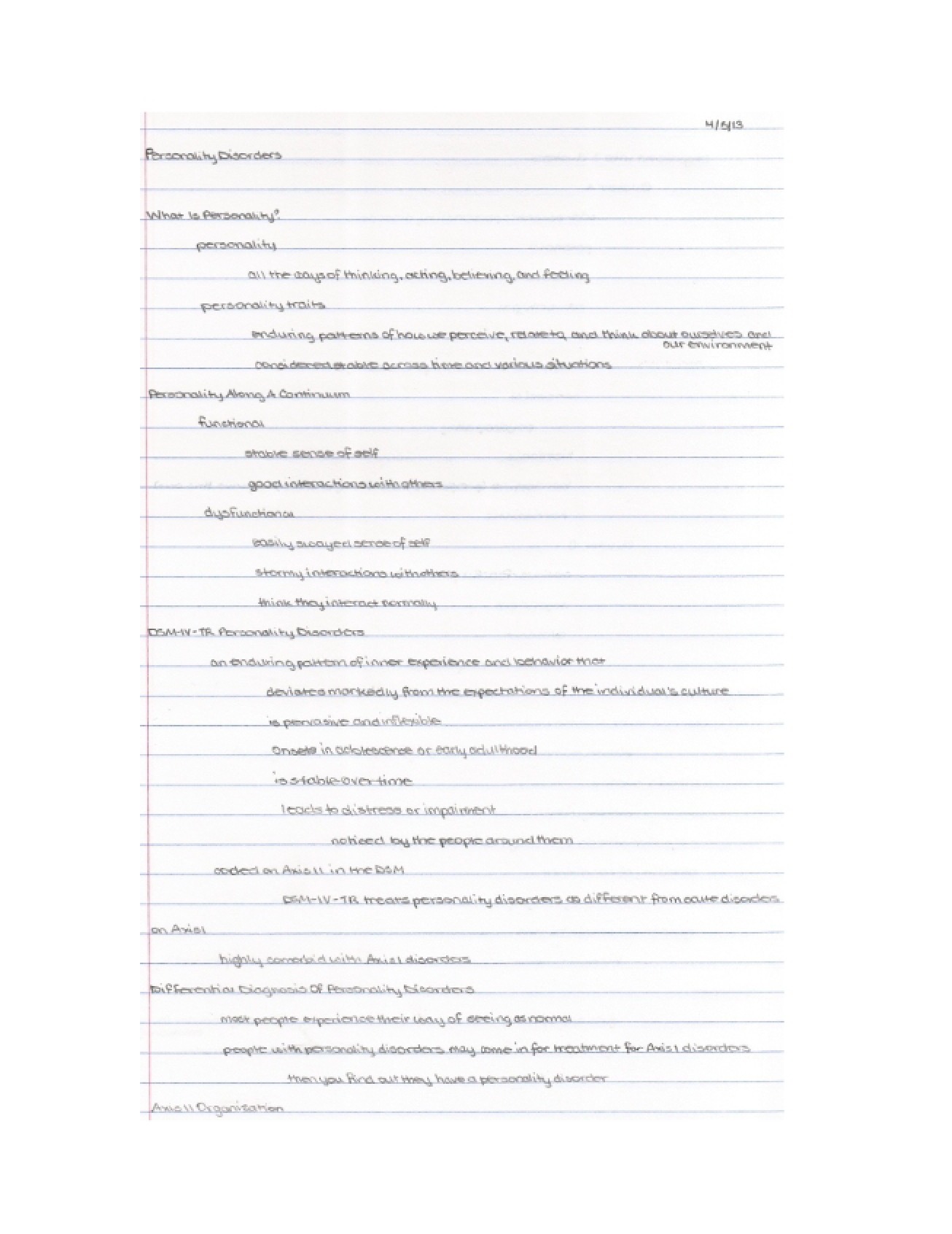 Classroom Notes on Abnormal Psychology