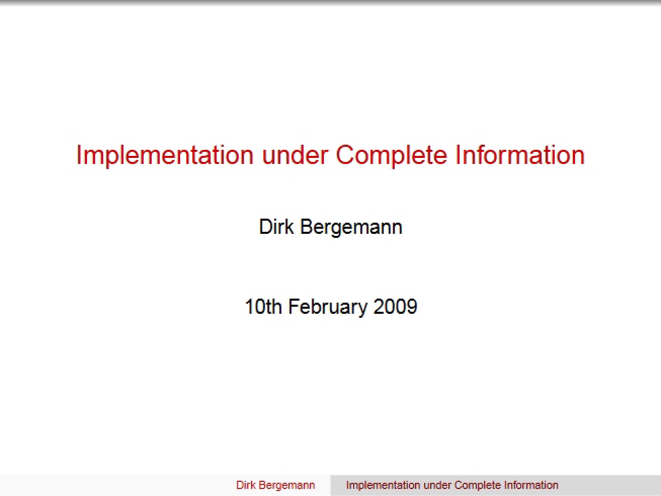 Complete Information Implementation