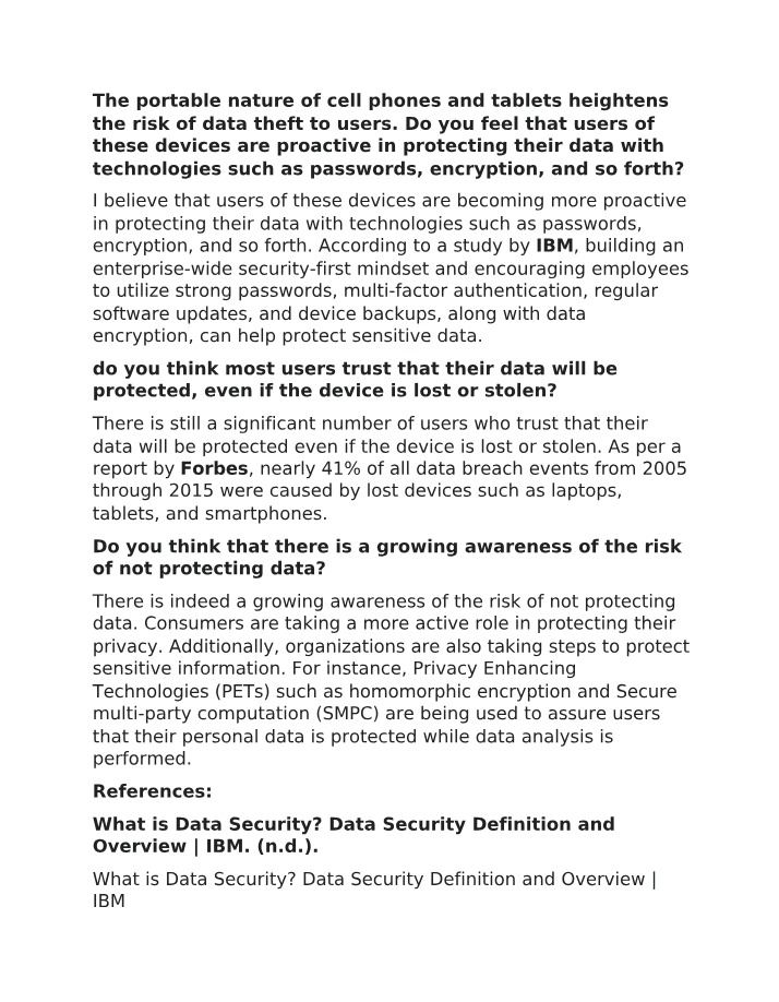 Protecting Data on Mobile Devices - Are Users Proactive