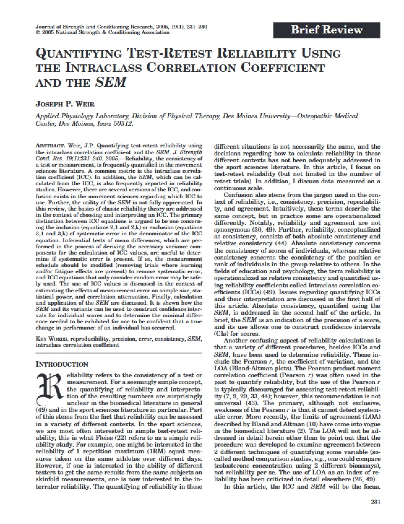 Test-Retest Reliability Quantification