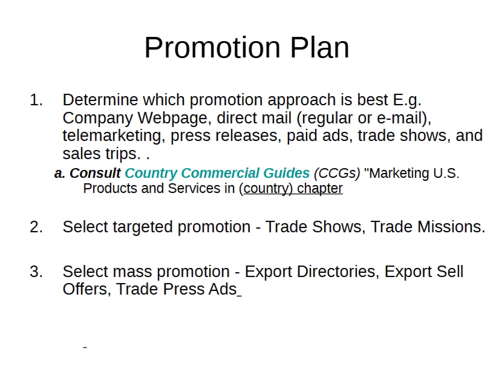 Plan for Promotion