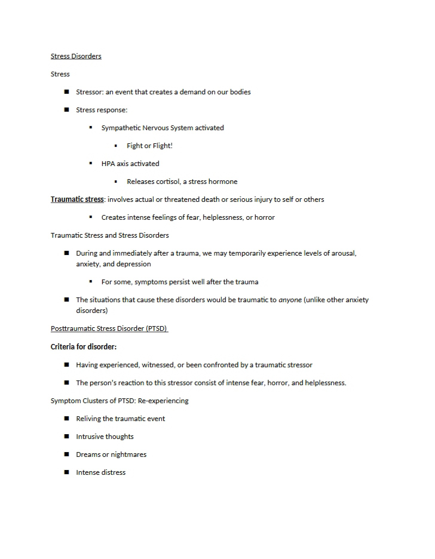 Disorders of Stress