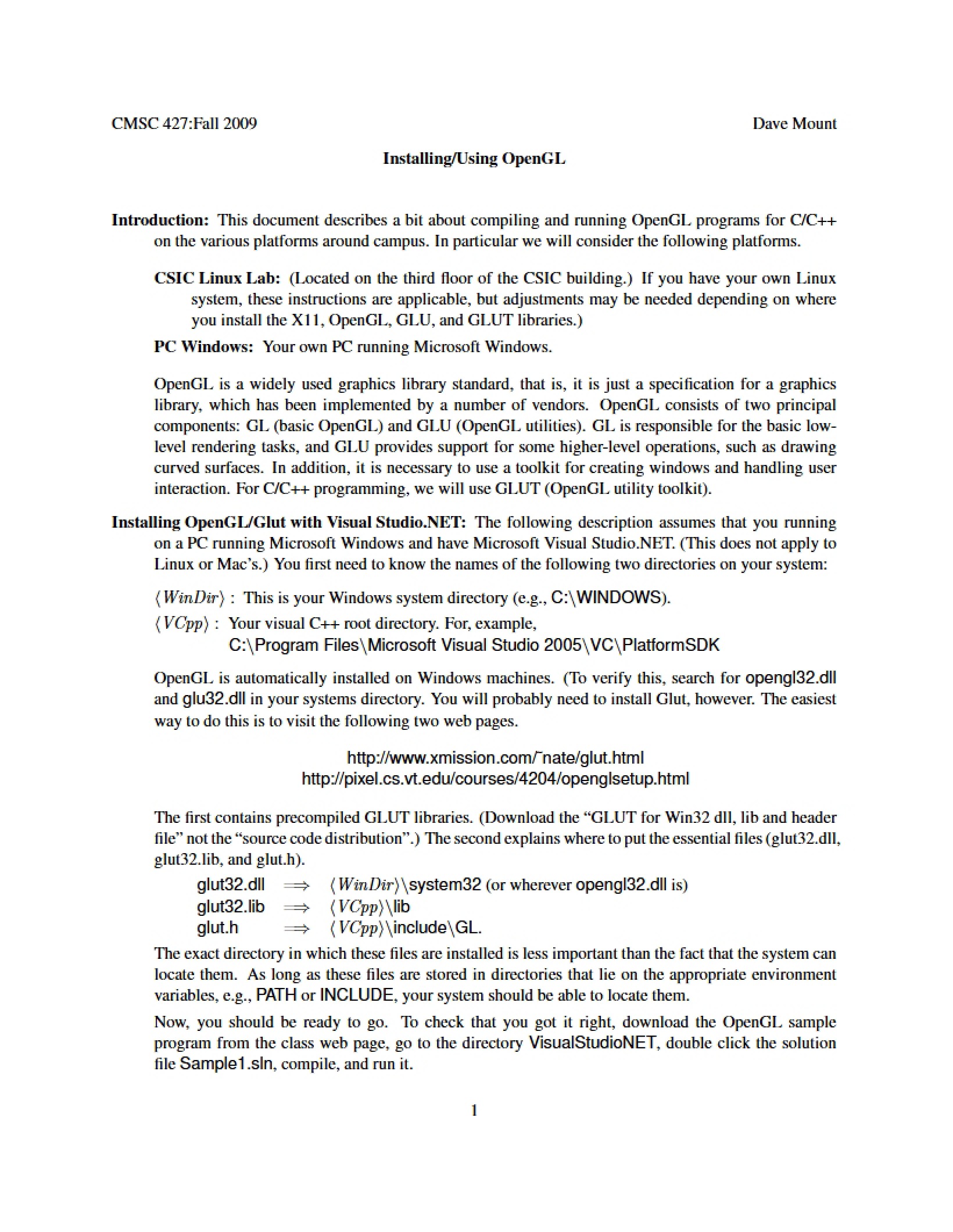 Using and Installing OpenGL