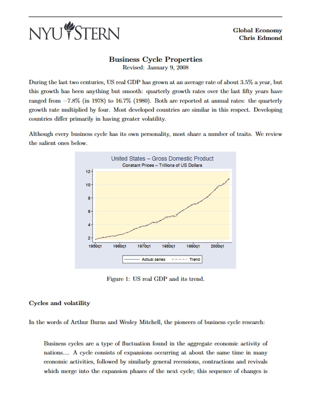 Properties of Business Cycles