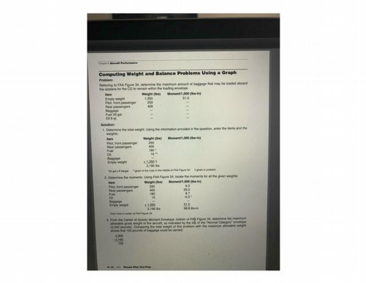Weight and Balance Problems - Computing Using a Graph