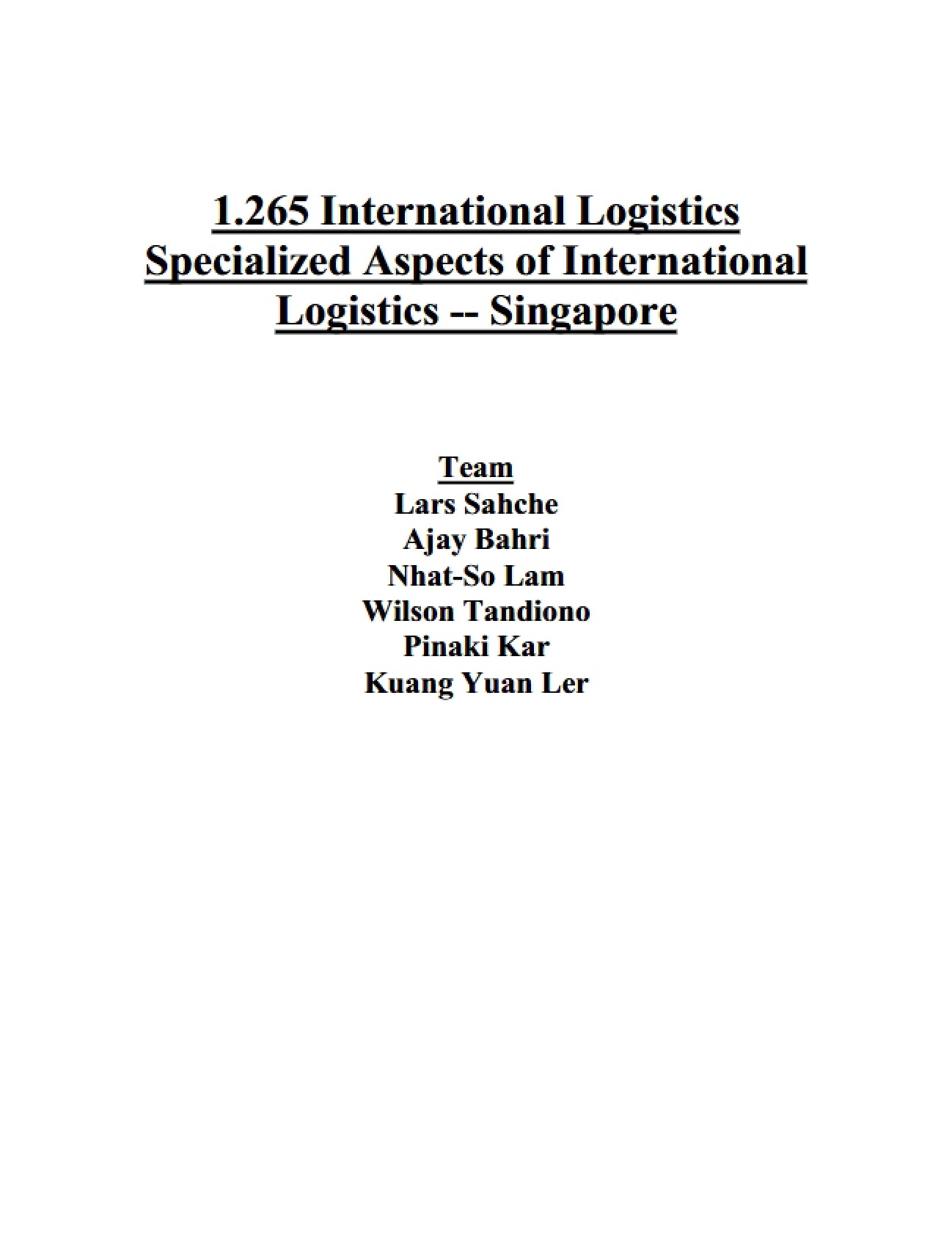 Aspects of International Logistics