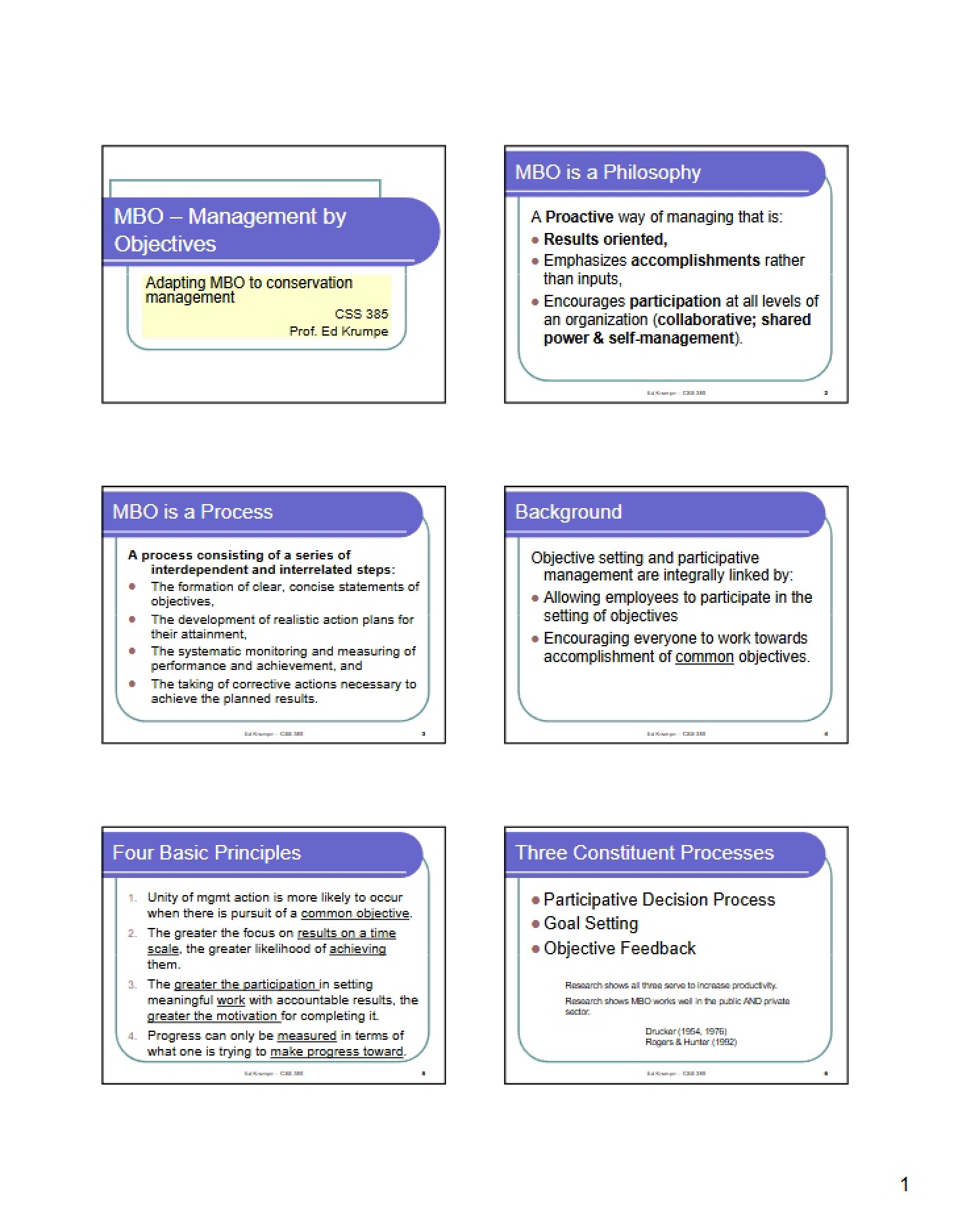 Management by Objectives (MBO)