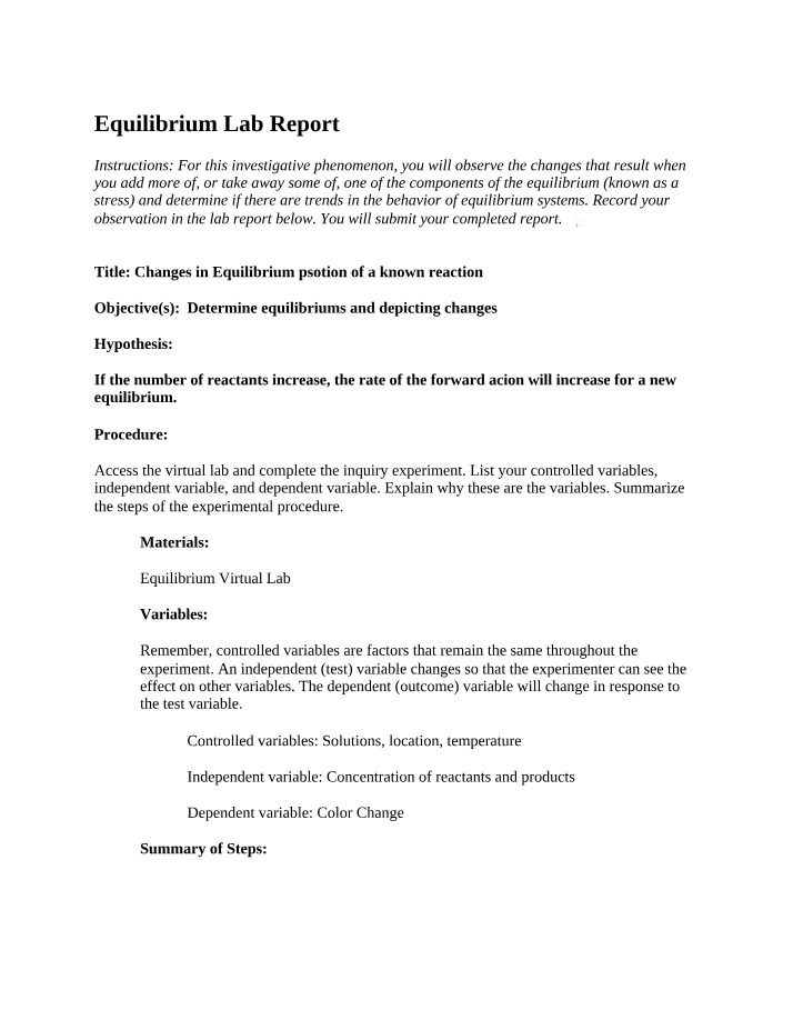 Lab Report - Equilibrium