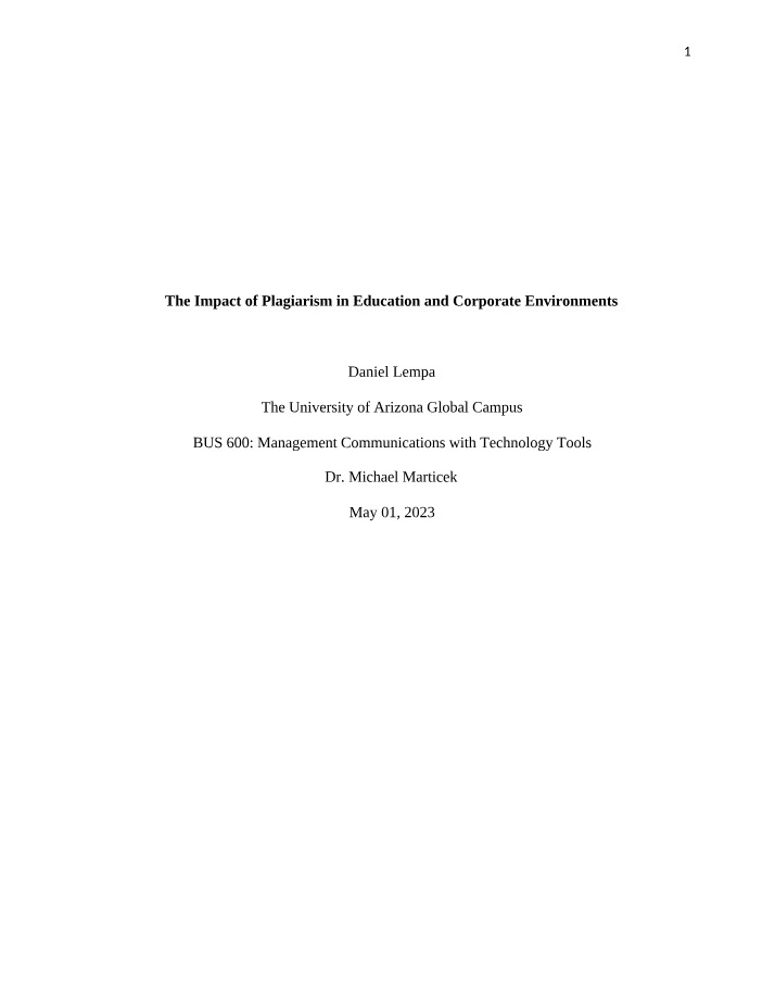 Impact of Plagiarism in Education and Corporate Environments