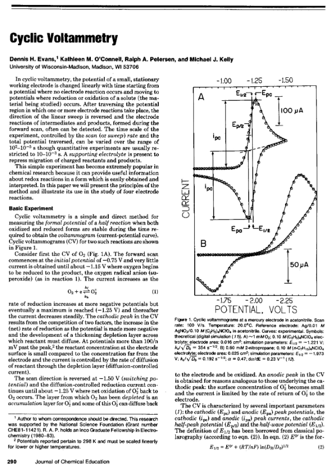 Introduction to the Principles of Cyclic Voltammetry