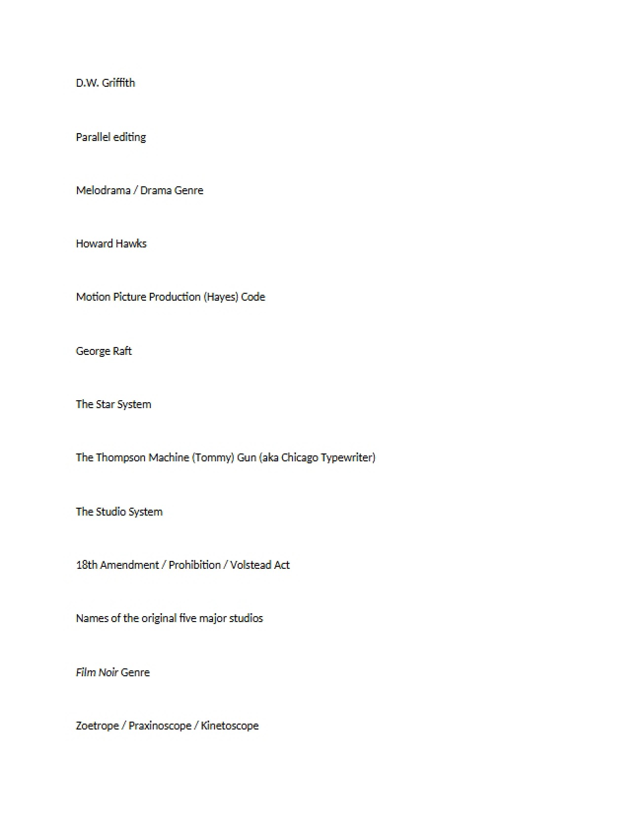 American Cinema Study Notes