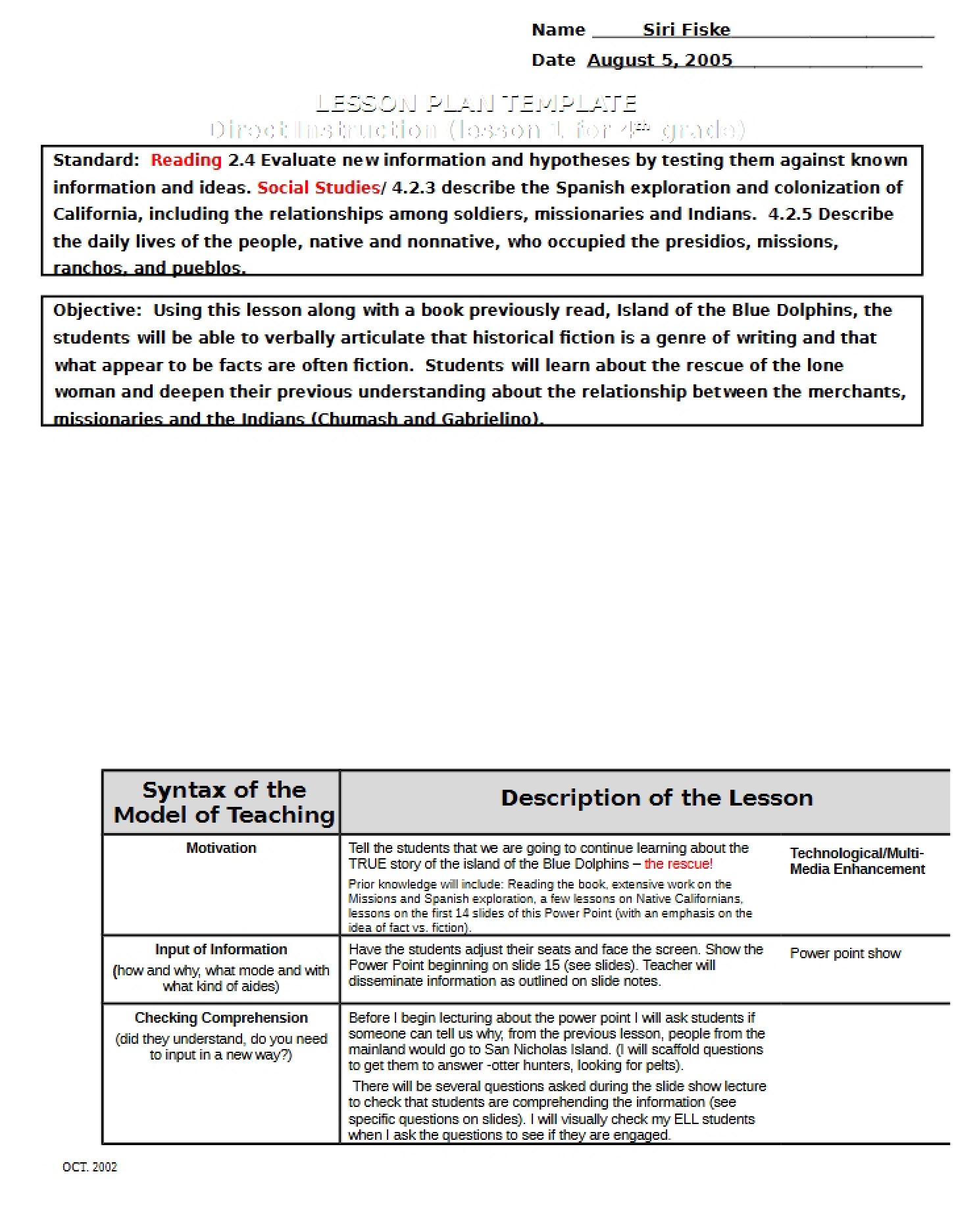 Lesson Plan One (Siri)