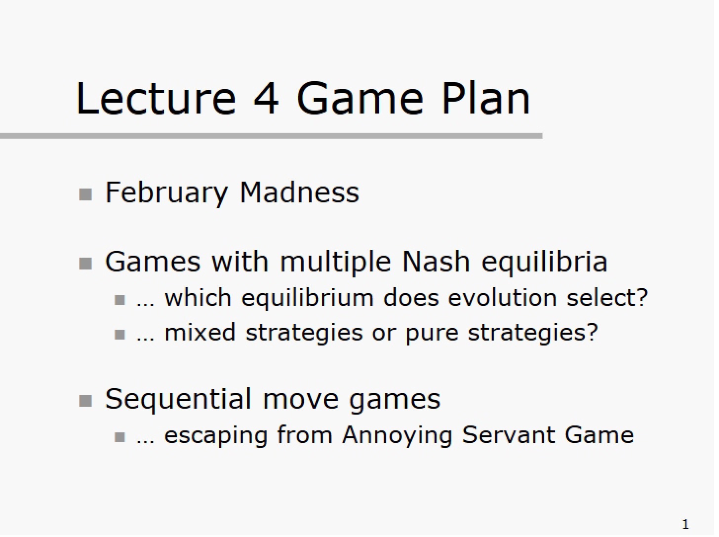 Lecture Outline