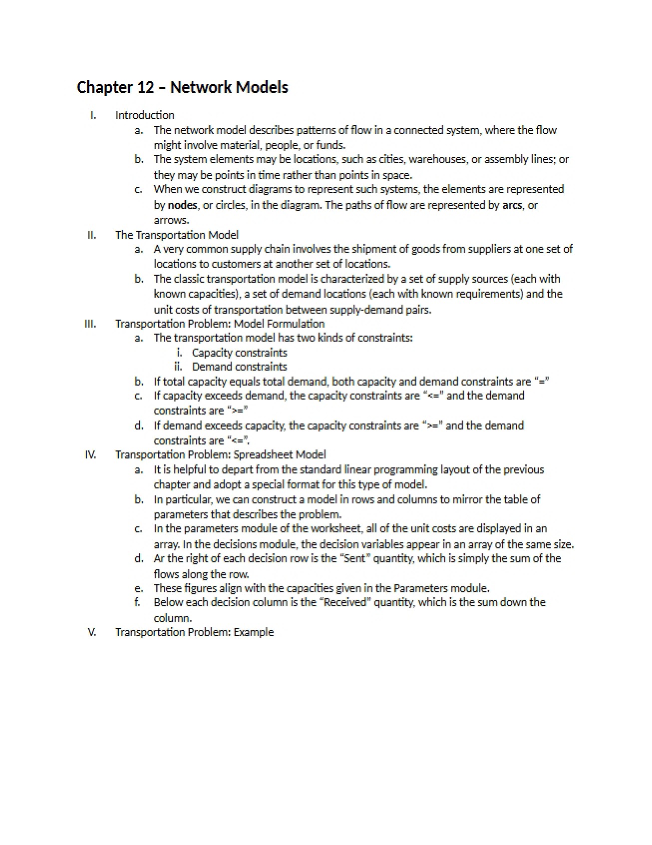 Twelfth Chapter Notes on Non-Linear Programming