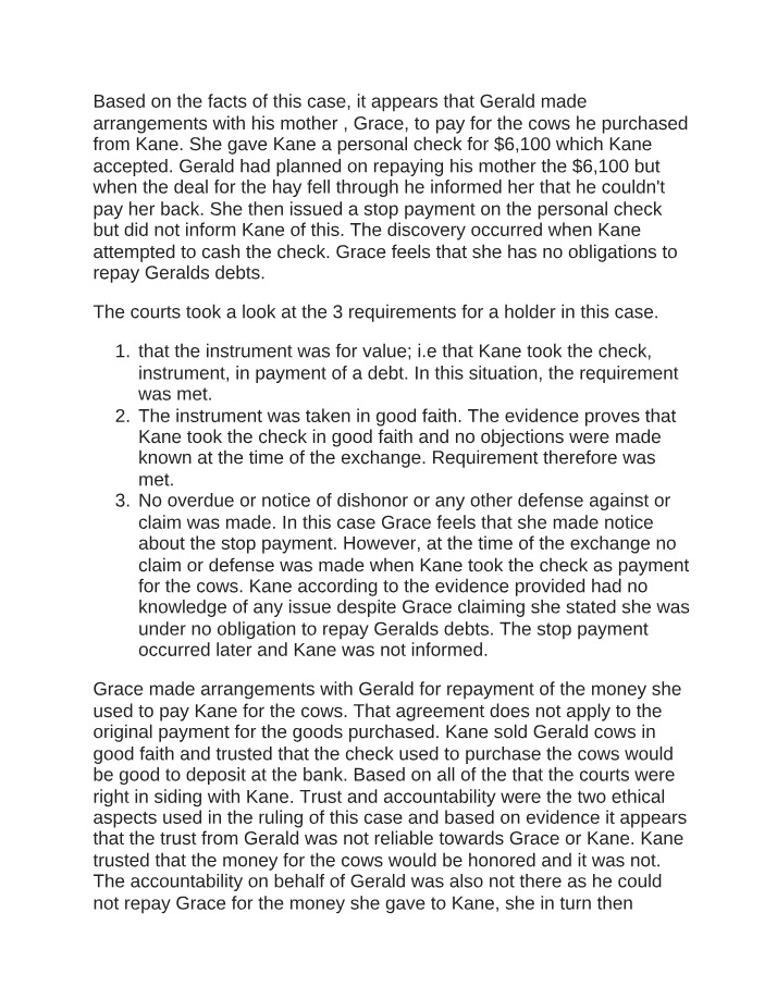 Trust and Accountability in a Payment Dispute - Case Study