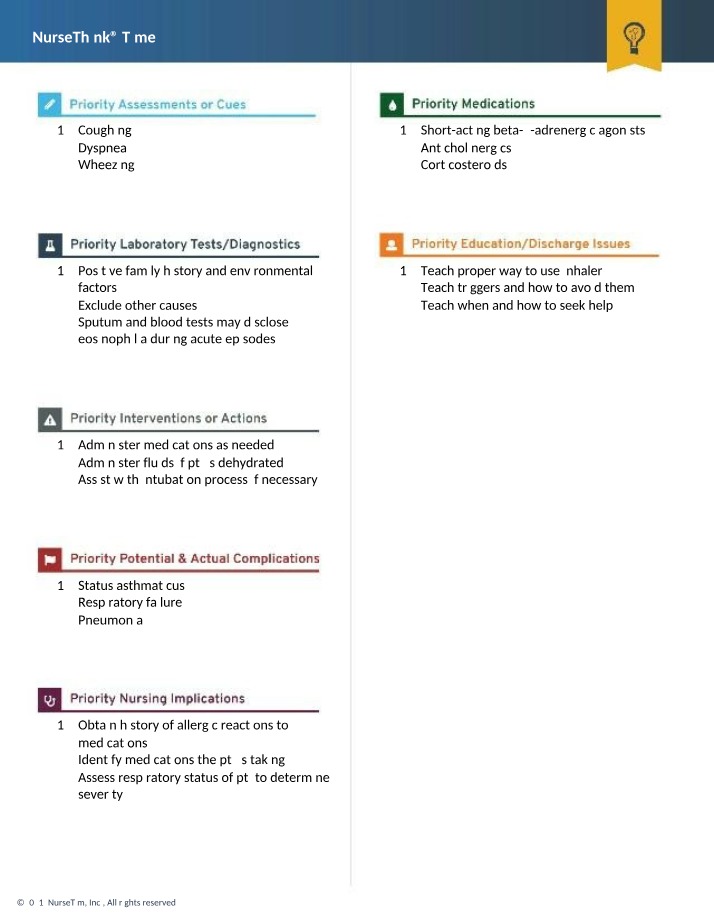 Asthma Management - Medications, Symptoms, and Teaching Strategies