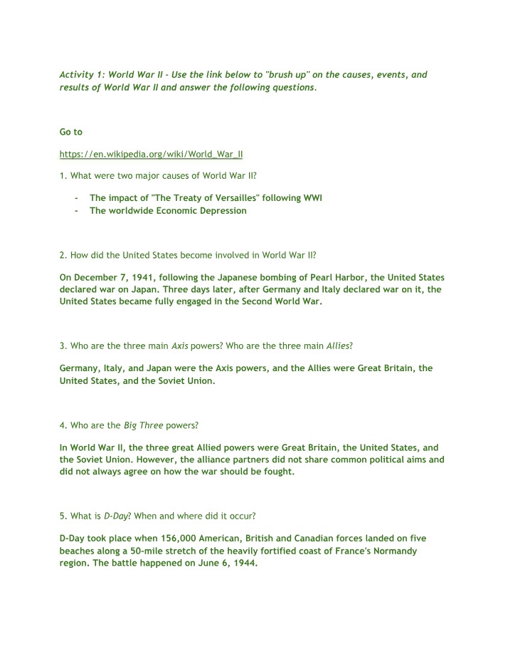 World War II - Allied Powers, Impact, and Causes