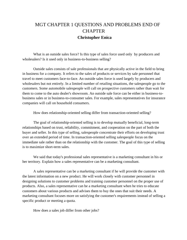 Chapter 1 Questions and Problems