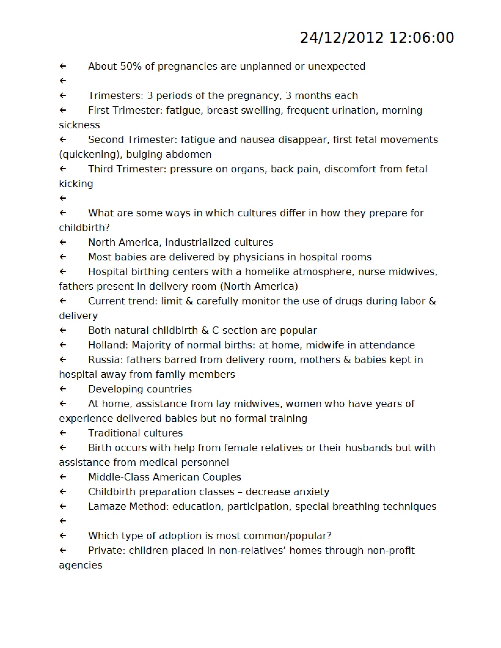 Developmental Notes