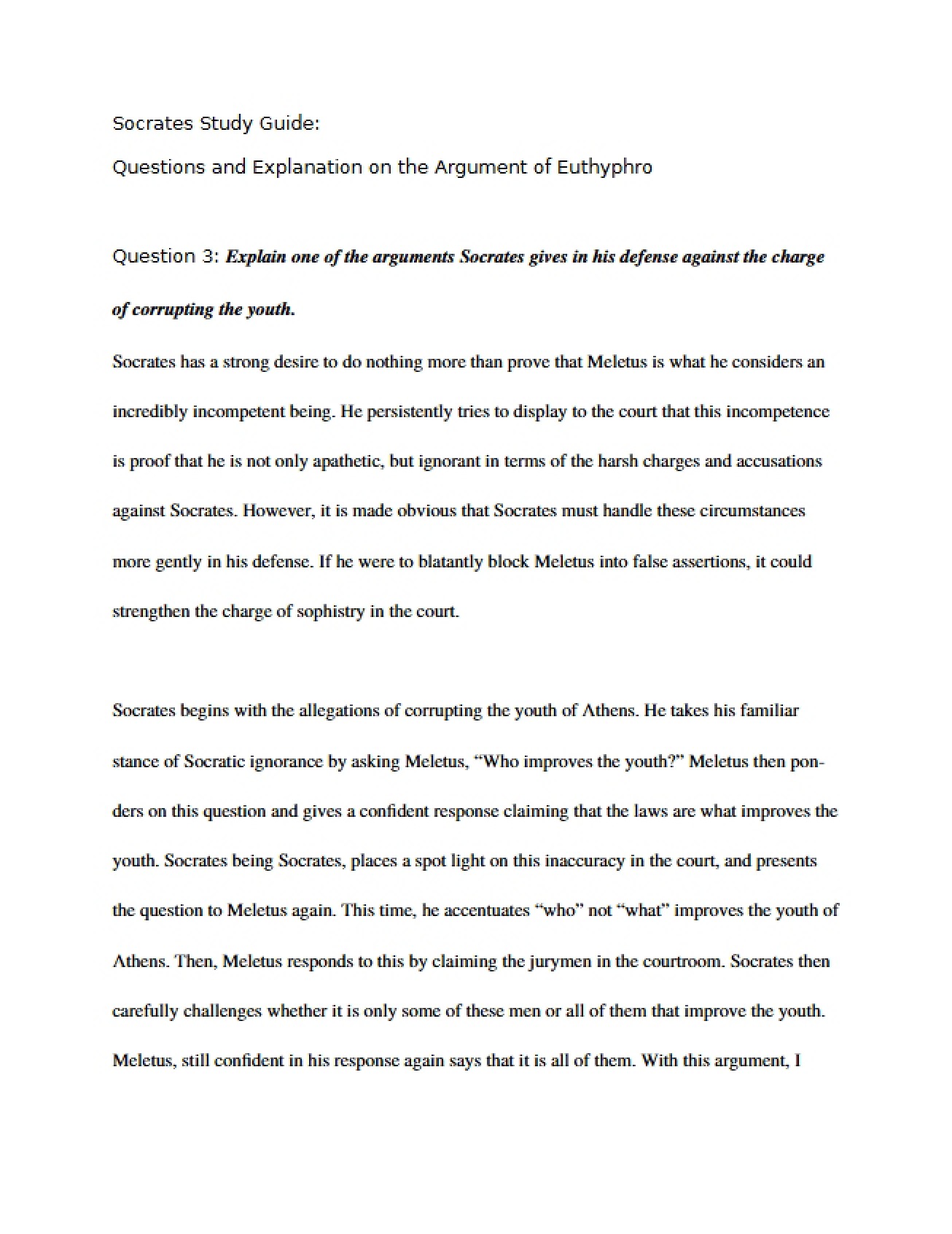 Study Guide on the Philosopher Socrates