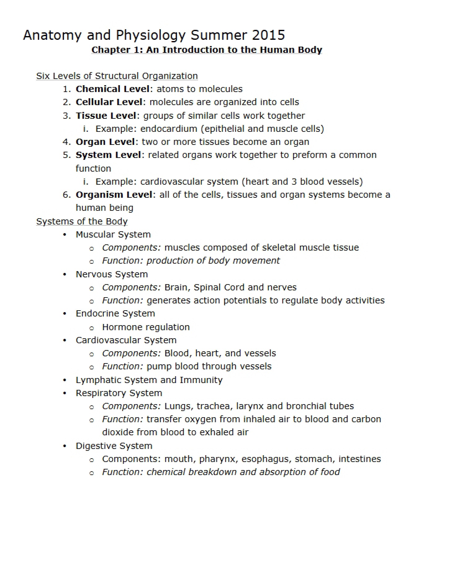 Chapter 1 Human Body Introduction