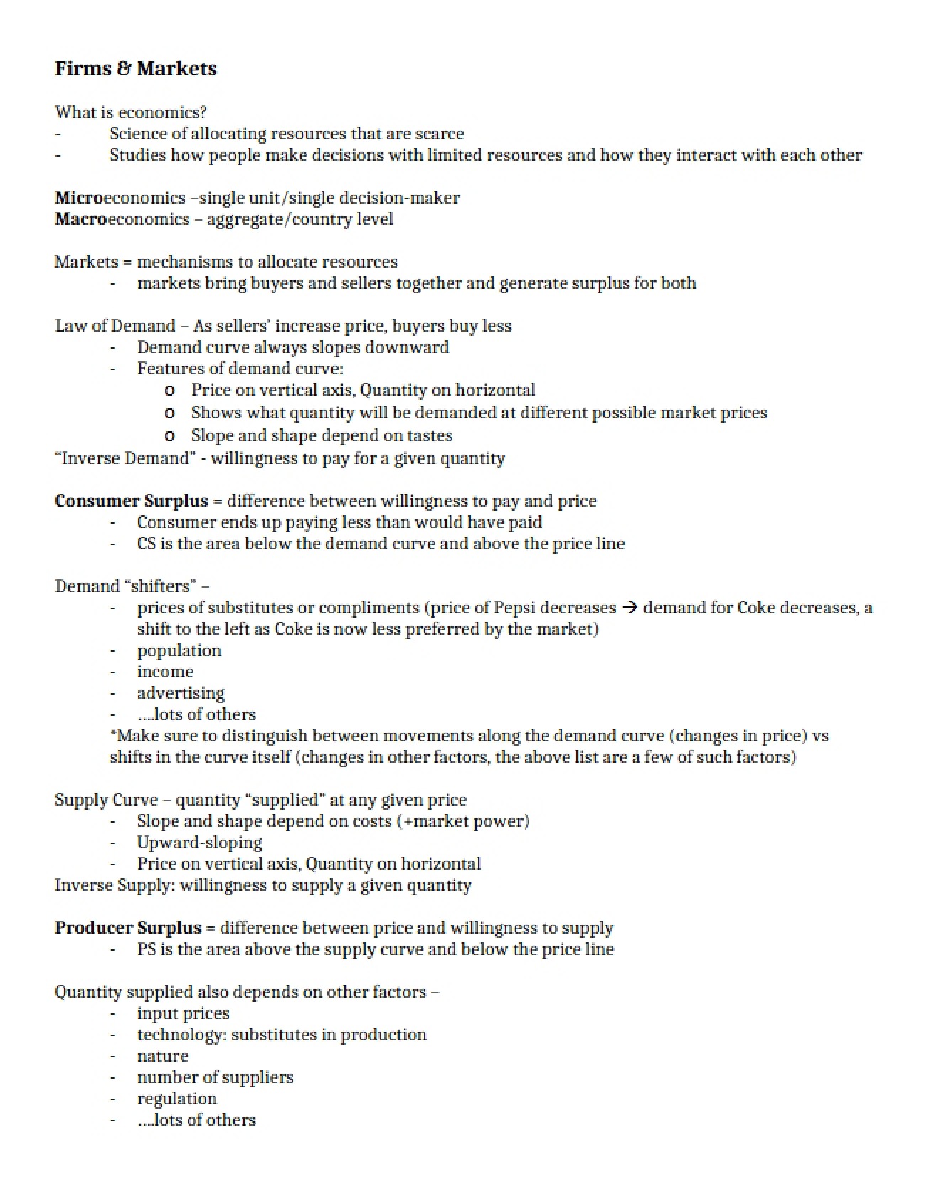 Markets and Firms Overview