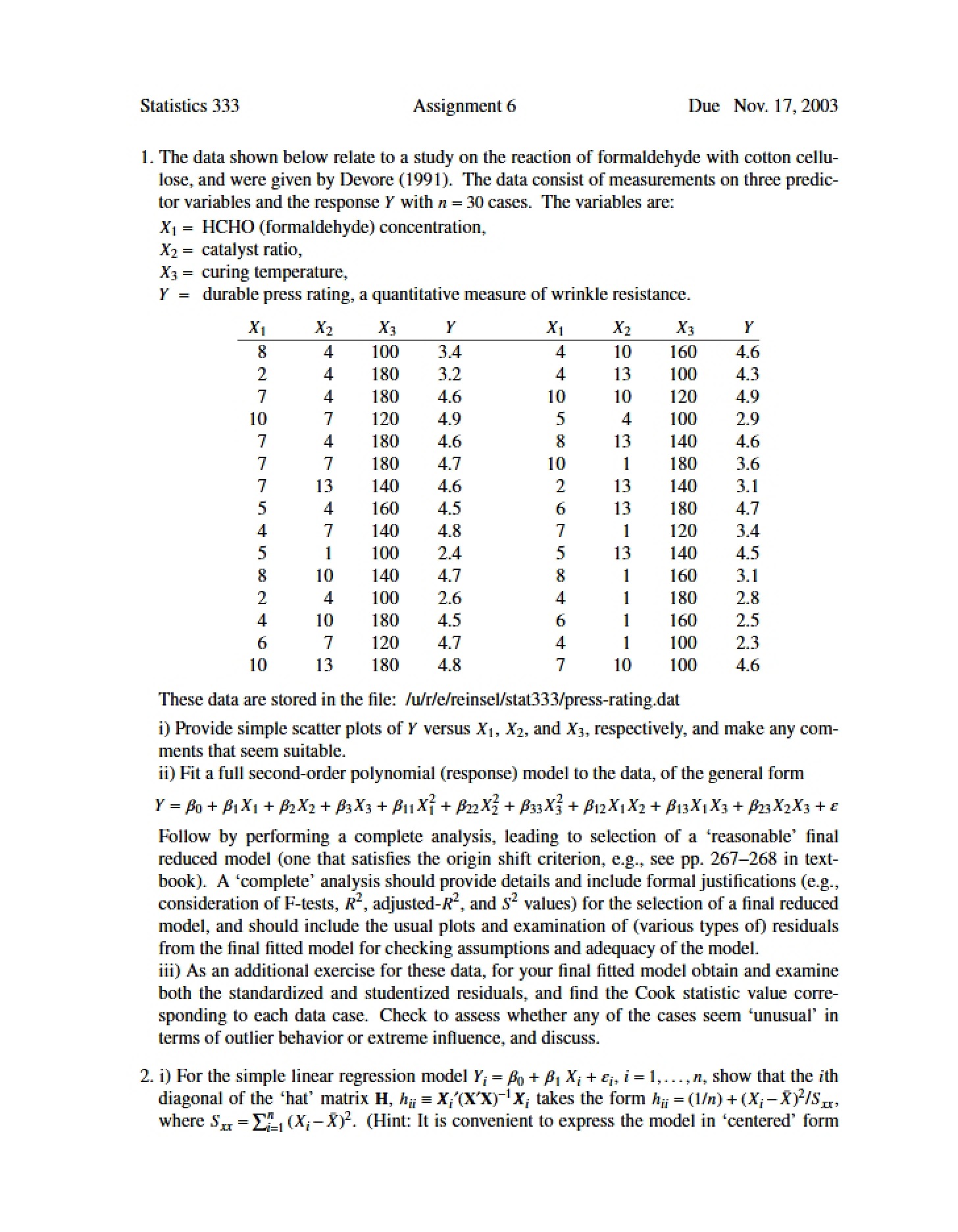 Sixth Assignment