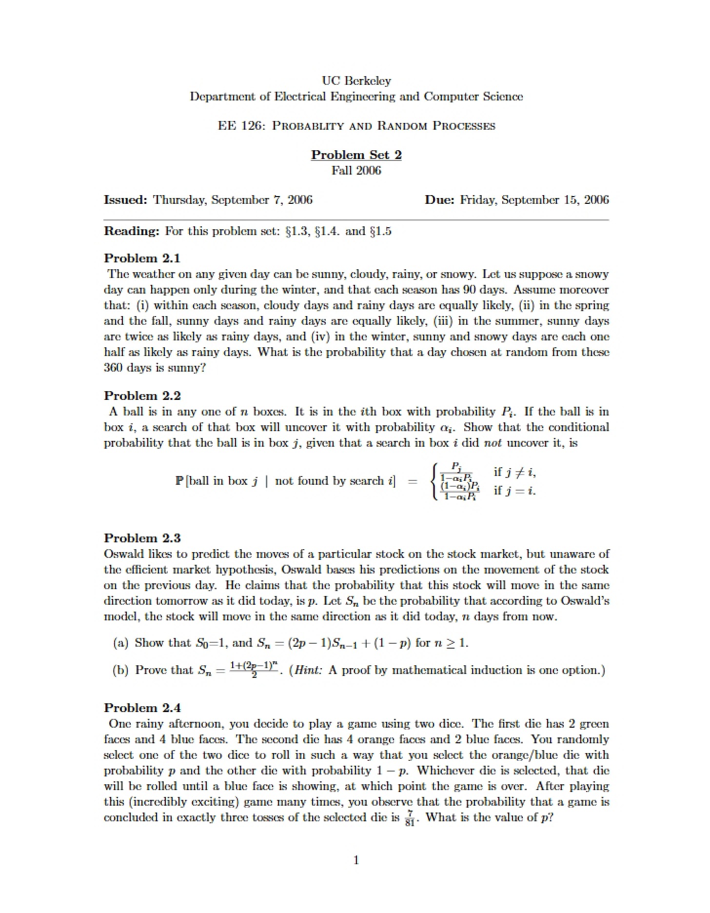 Problem Set Two