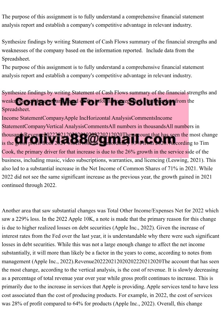 Financial Statement Analysis Report Assignment