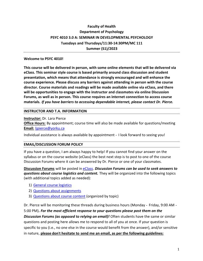 PSYC4010 - Summer 2023 Seminar in Developmental Psychology