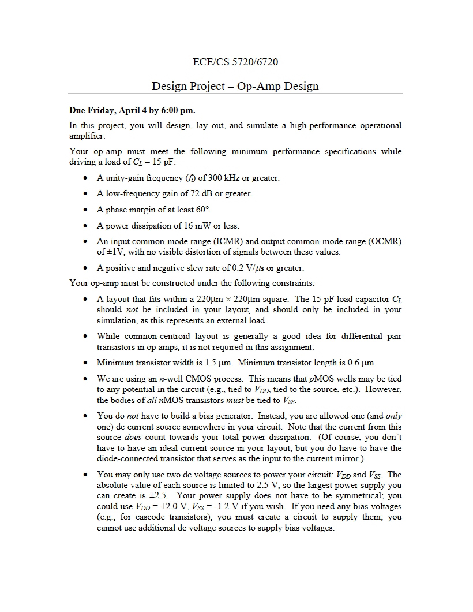 Op-Amp Design Project