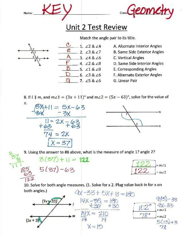 Geometry Unit 2 Test Review