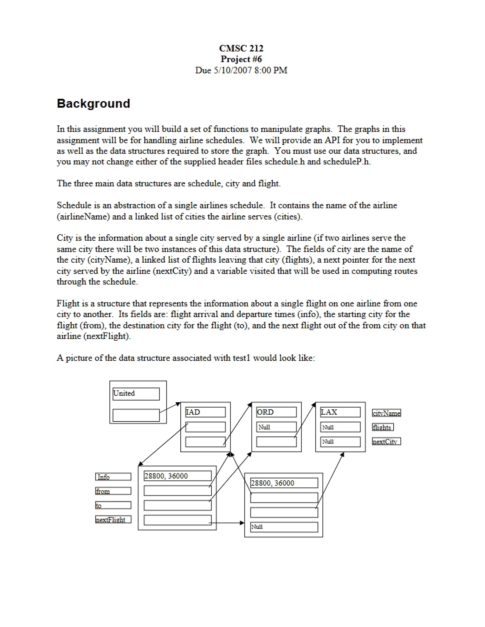 Sixth Project Specification