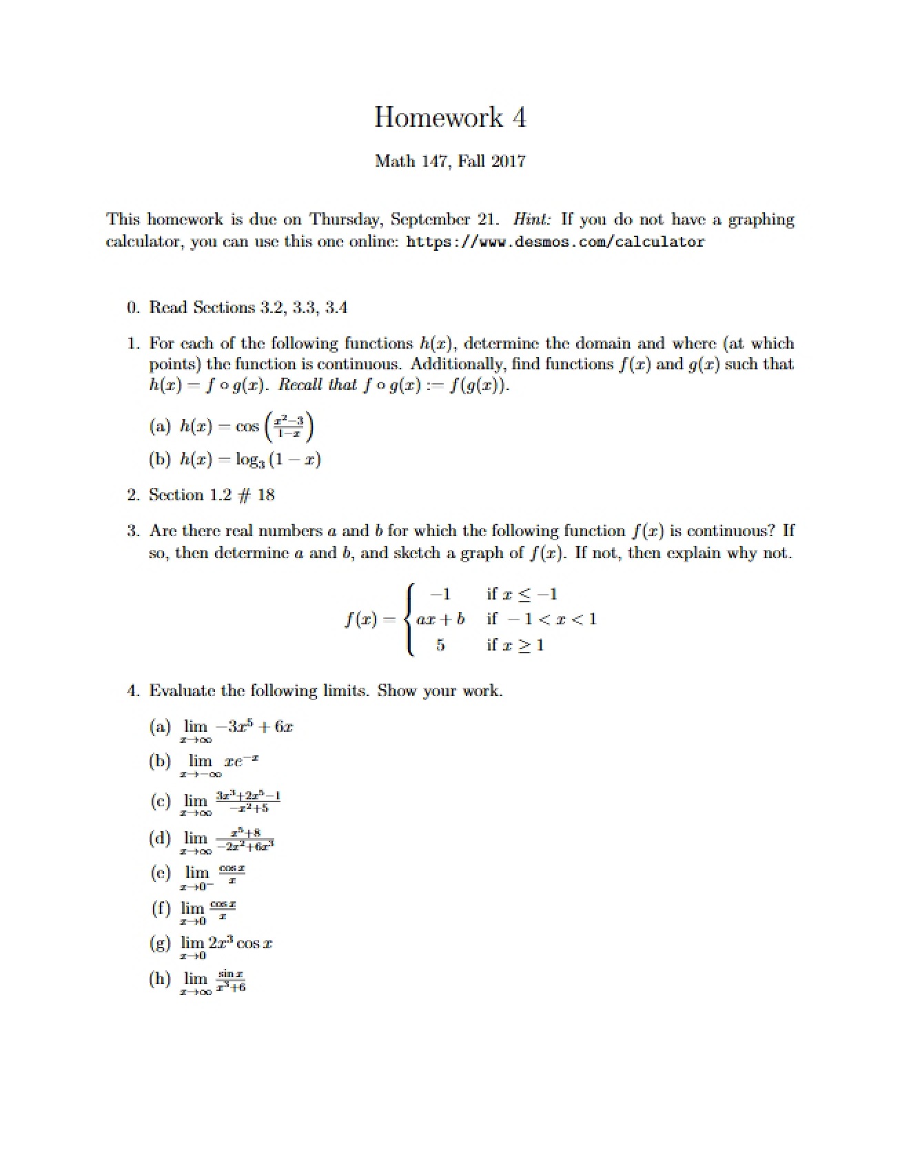 Homework Set Number Four