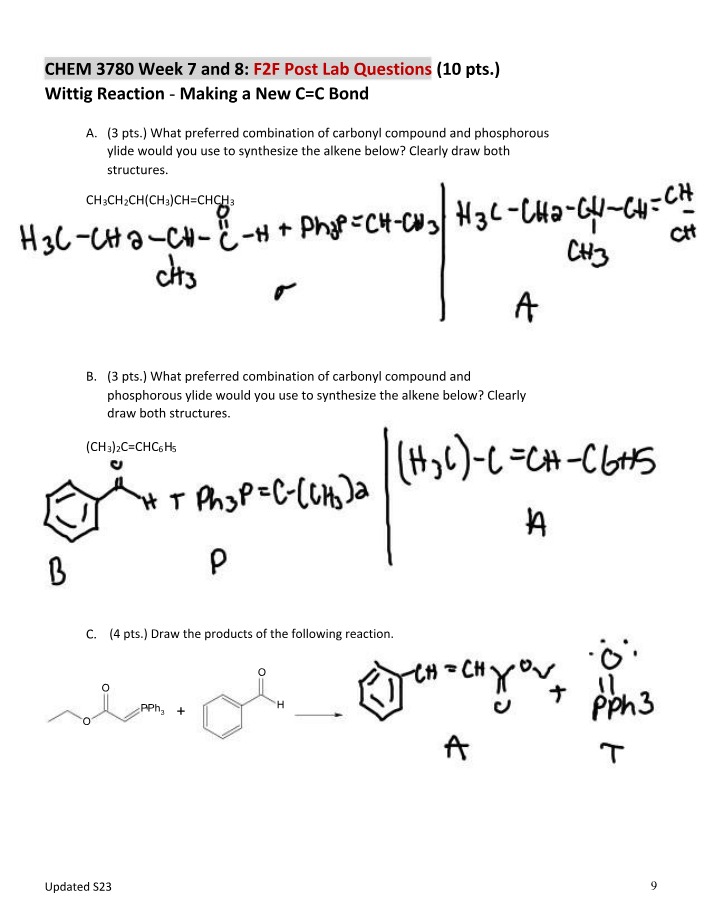 Wittig Reaction Lab - Making a New C=C Bond (Weeks 7-8)