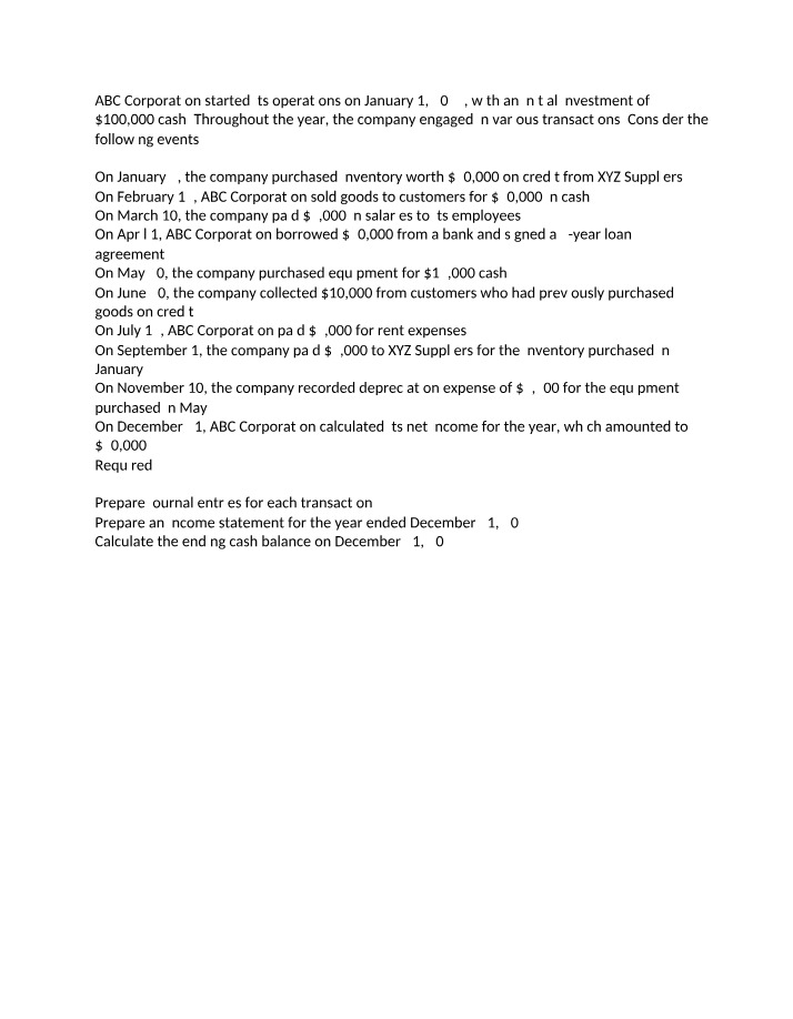 ABC Corporation 2023 Income Statement and Journal Entries