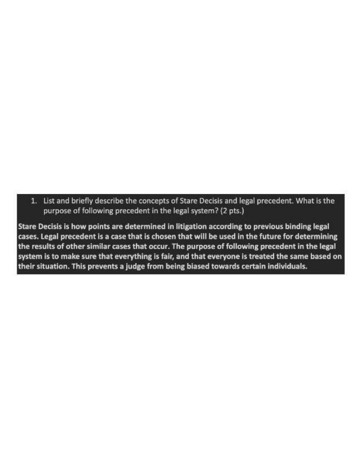 Stare Decisis and Legal Precedent in the Legal System