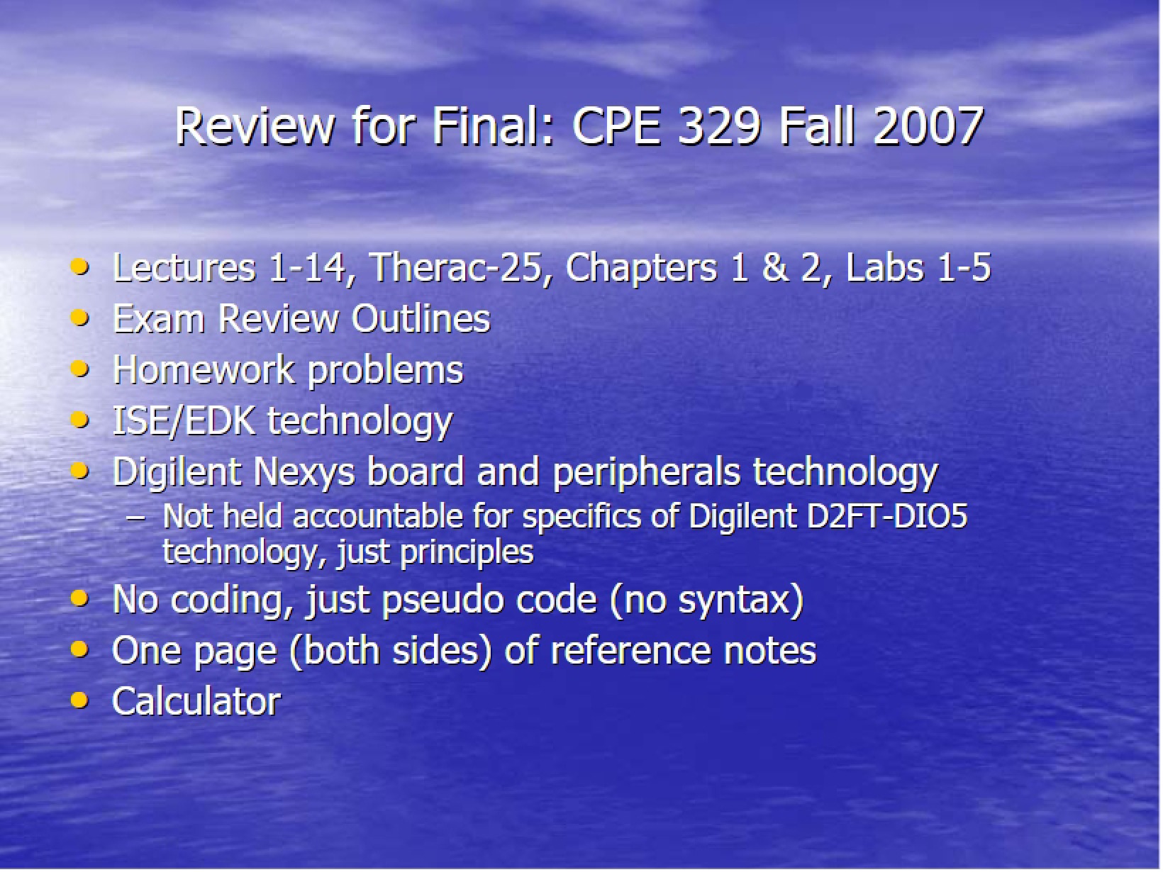 Final Exam Review Material