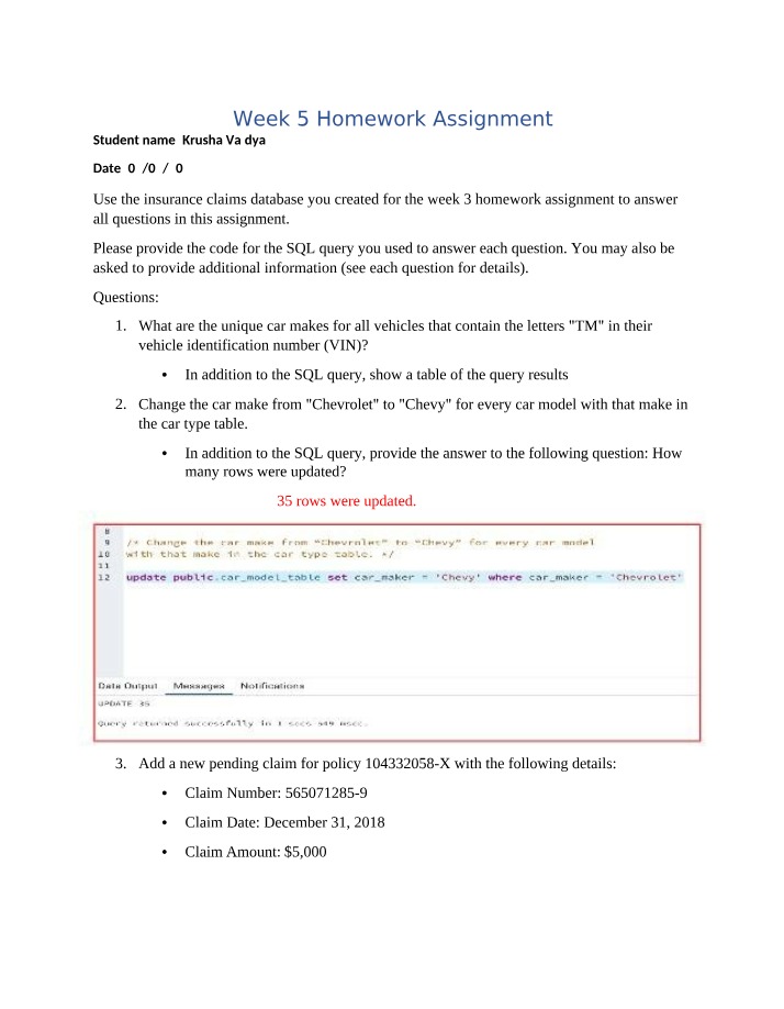 Unique Car Makes with 'TM' in VIN - SQL Query Results
