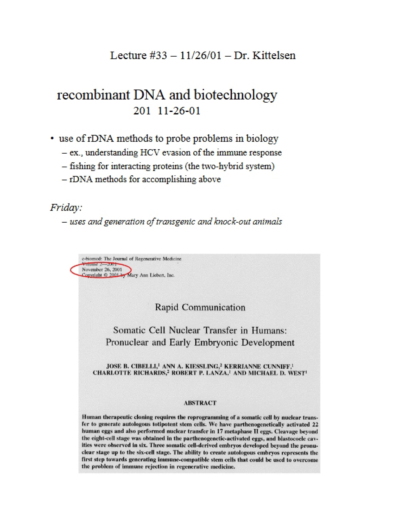Biotechnology and Recombinant DNA