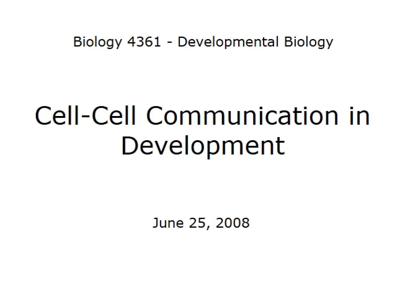 Communicating Between Cells During Development