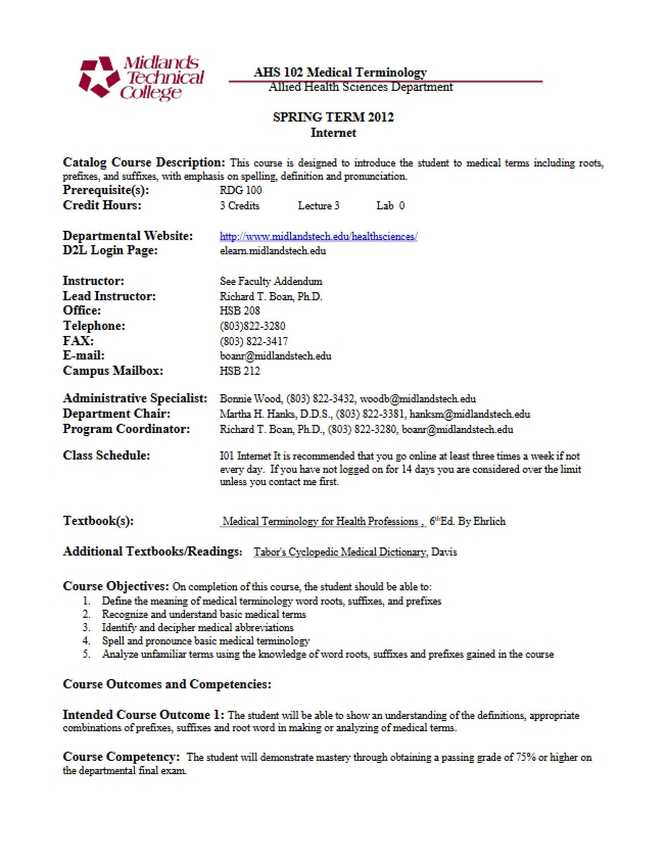 Medical Terminology Course Material