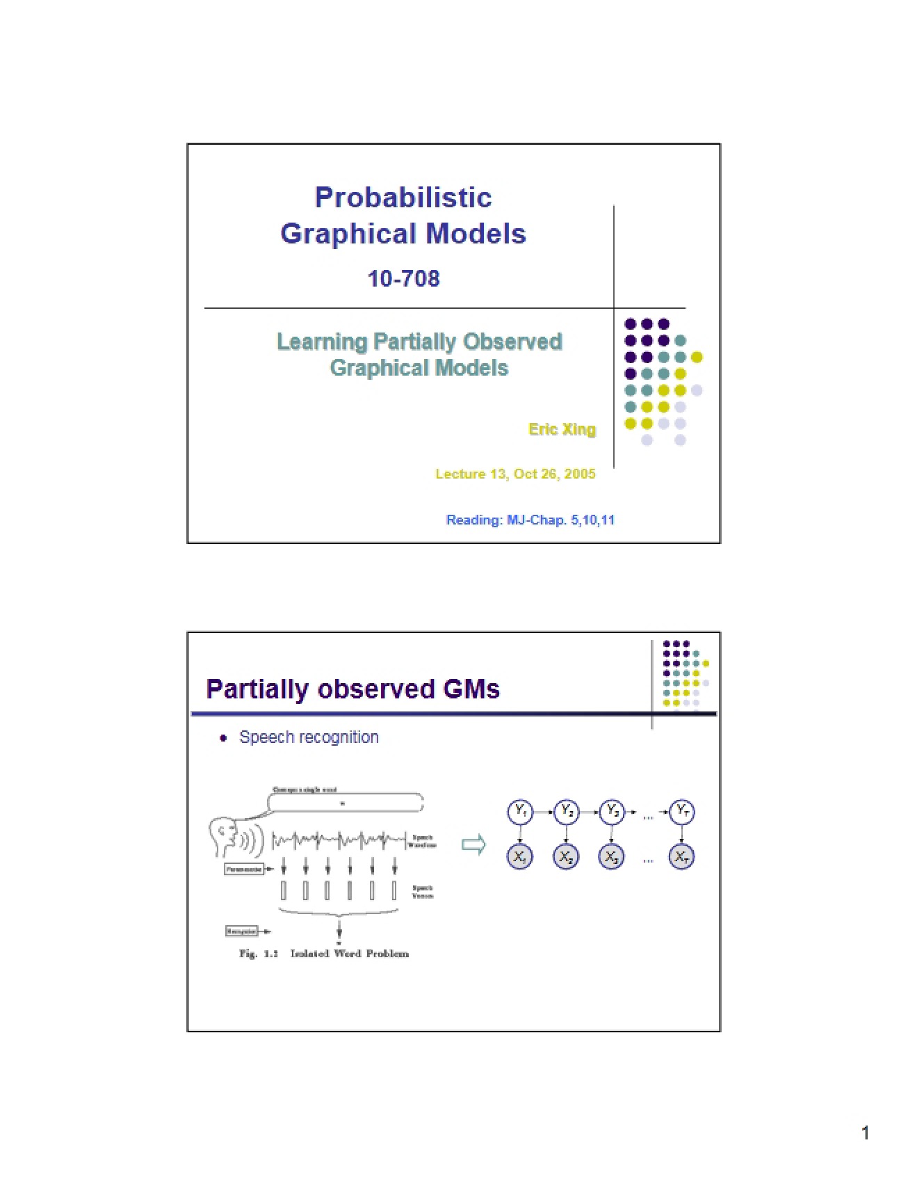 Graphical Models (Partially Observed Learning)