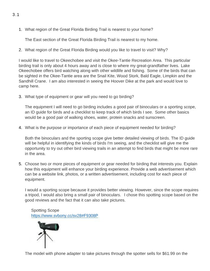 Equipment and Nearest Birding Trail at Okee-Tantie Recreation Area
