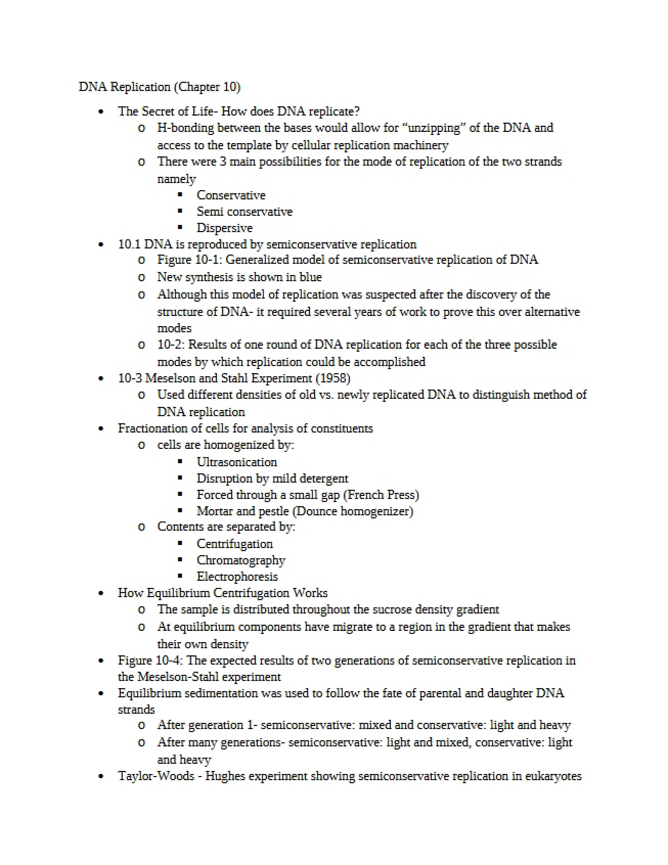 Chapter 10 Replication of DNA