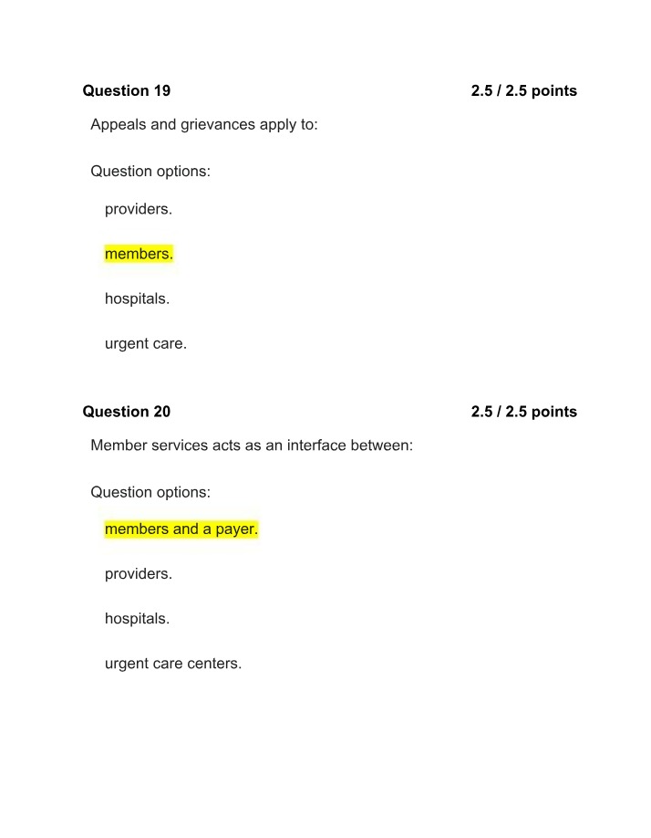 Quiz Questions for Appeals and Grievances
