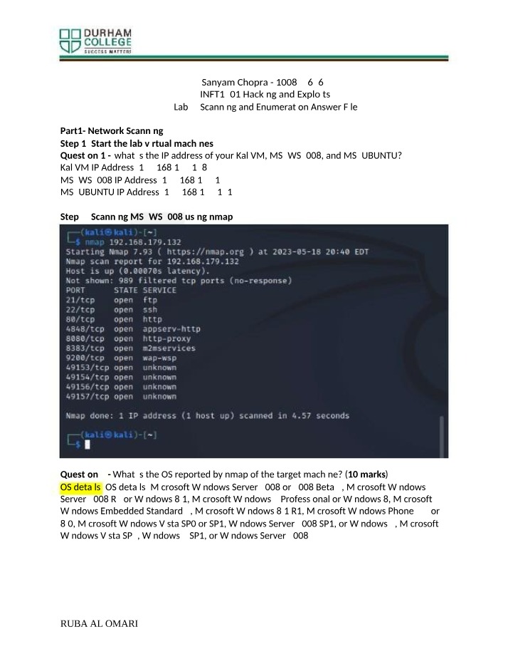Answer File - Network Scanning and Enumeration
